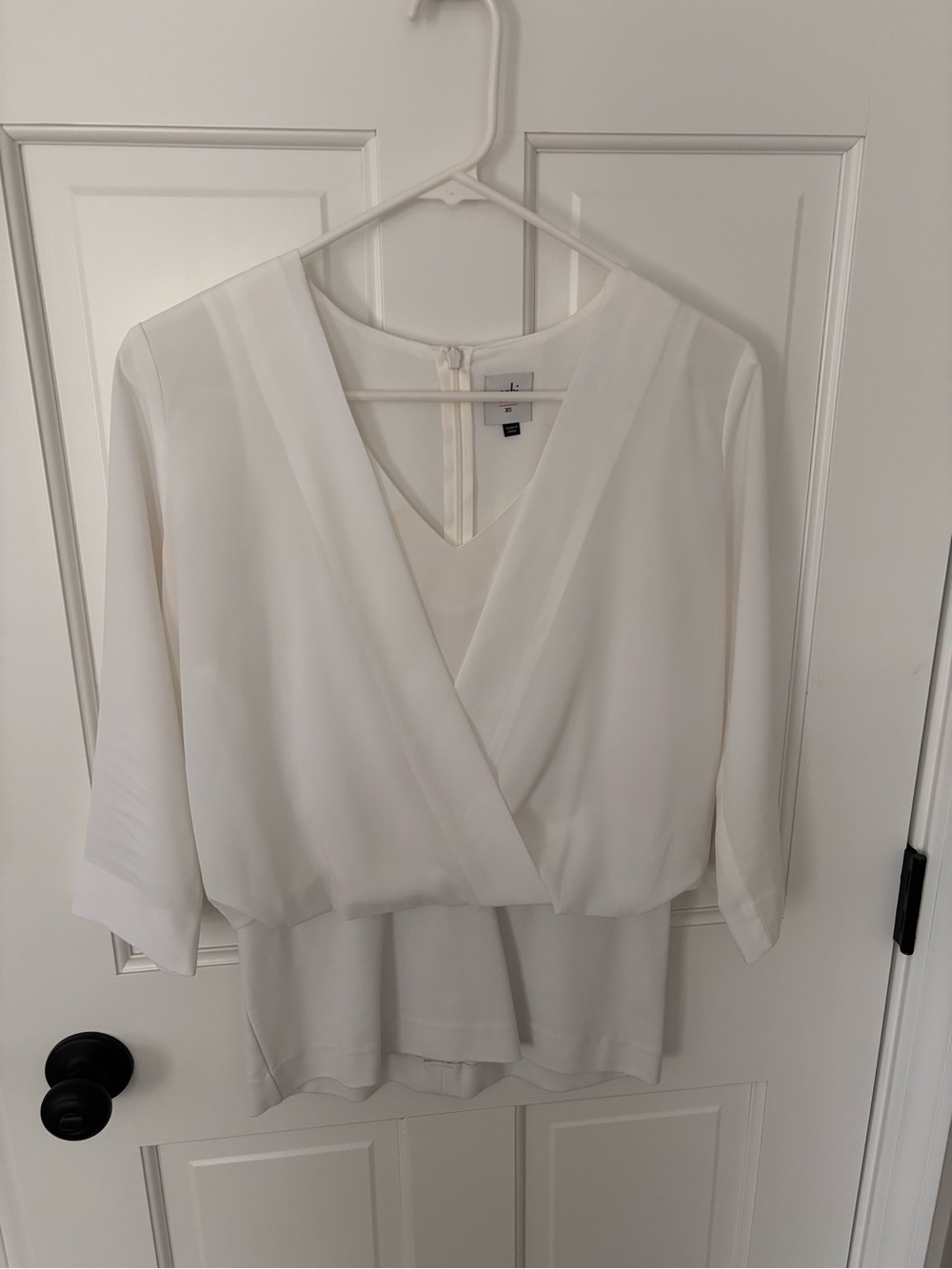 CAbi Ivory Wrap-Front Blouse